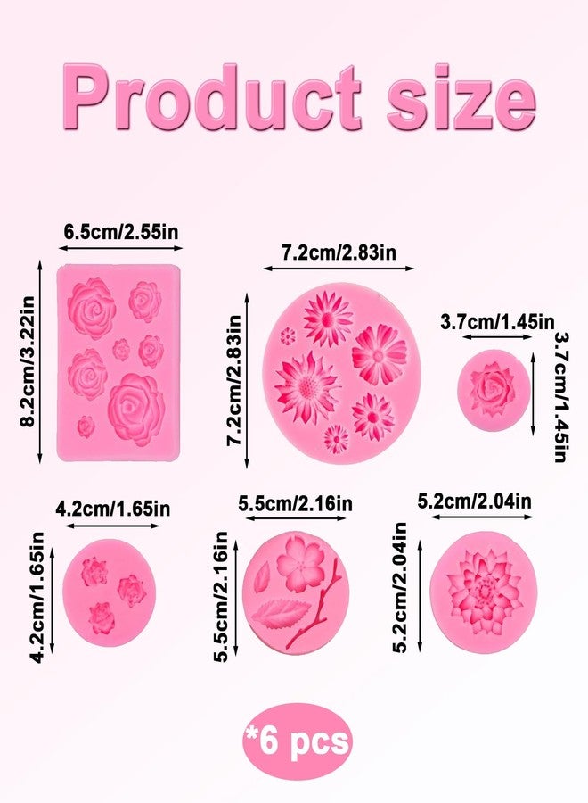 NUDFSY 6Pcs Flower Chocolate Moulds, Candle Making Moulds，Candle Mould，DIY Fondant Tools for Cake Decorating, Mould for Candle, Jelly, Pudding, and Chocolate Truffles Making, Candle Mould Silicone - Image 2