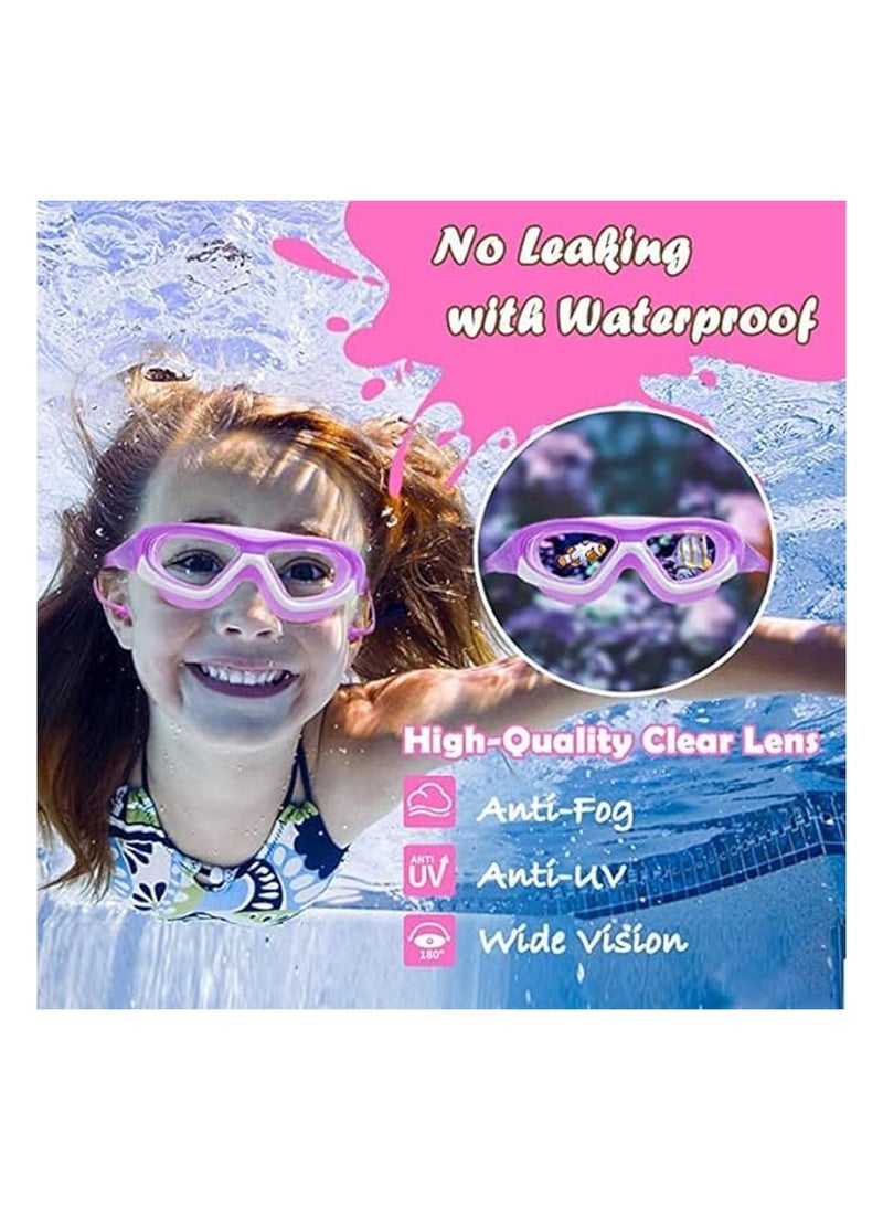 VIO Kids Swim Goggles Swimming Goggles for Boys Girls Professional Ear Plugs for Swimming Glasses With Nose Cover Anti Fog No Leaking UV Protection Dark Blue  - Image 3