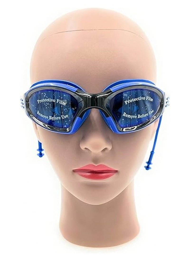 VIO Kids Swim Goggles Swimming Goggles for Boys Girls Professional Ear Plugs for Swimming Glasses With Nose Cover Anti Fog No Leaking UV Protection Dark Blue  - Image 1