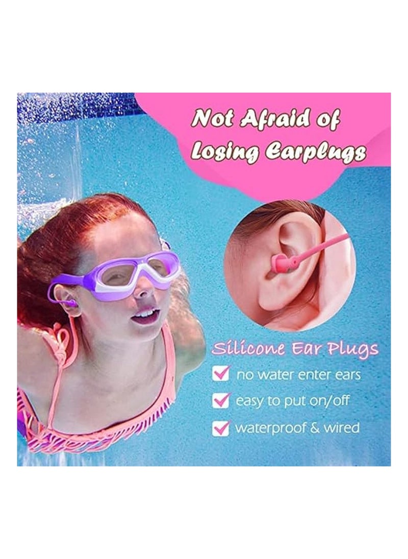 VIO Kids Swim Goggles Swimming Goggles for Boys Girls Professional Ear Plugs for Swimming Glasses With Nose Cover Anti Fog No Leaking UV Protection Dark Blue  - Image 2