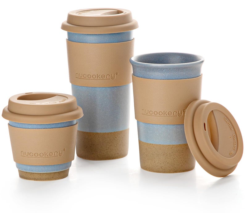Nucookery Ceramic Travel Coffee Mug Set Coffee Tumbler with Silicone Lid and NonSlip Sleeve Unique To Go Mug Gifts for Women Men Microwave Safe Cappuccino Tea Latte IcedCoffee Cups Blue - Image 2