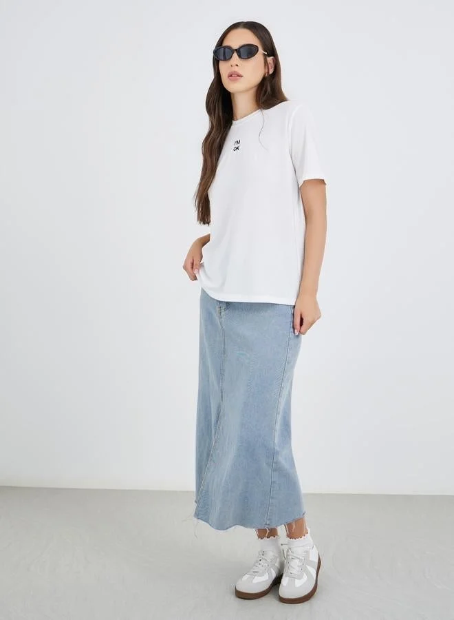 Take Two Take Two Embroidered Round Neck Regular Fit T-Shirt