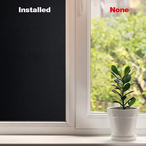 Mangobox Static Cling Total Blackout Window Film 100% UV Blocking Window Darkening Film Black Opaque Privacy Window Tint Removable Plastic Glass Covering (17.7x78.7 inches) - Image 3