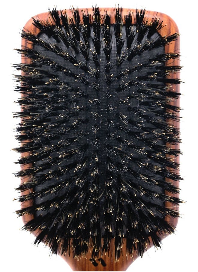 Spornette Deville Cushion Paddle Brush, Boar Bristle Hair Brush With Wooden Handle - For Straightening, Smoothing, Detangling, Styling & Brush Outs For Women, Men, & Kids - All Hair Types  - Image 4