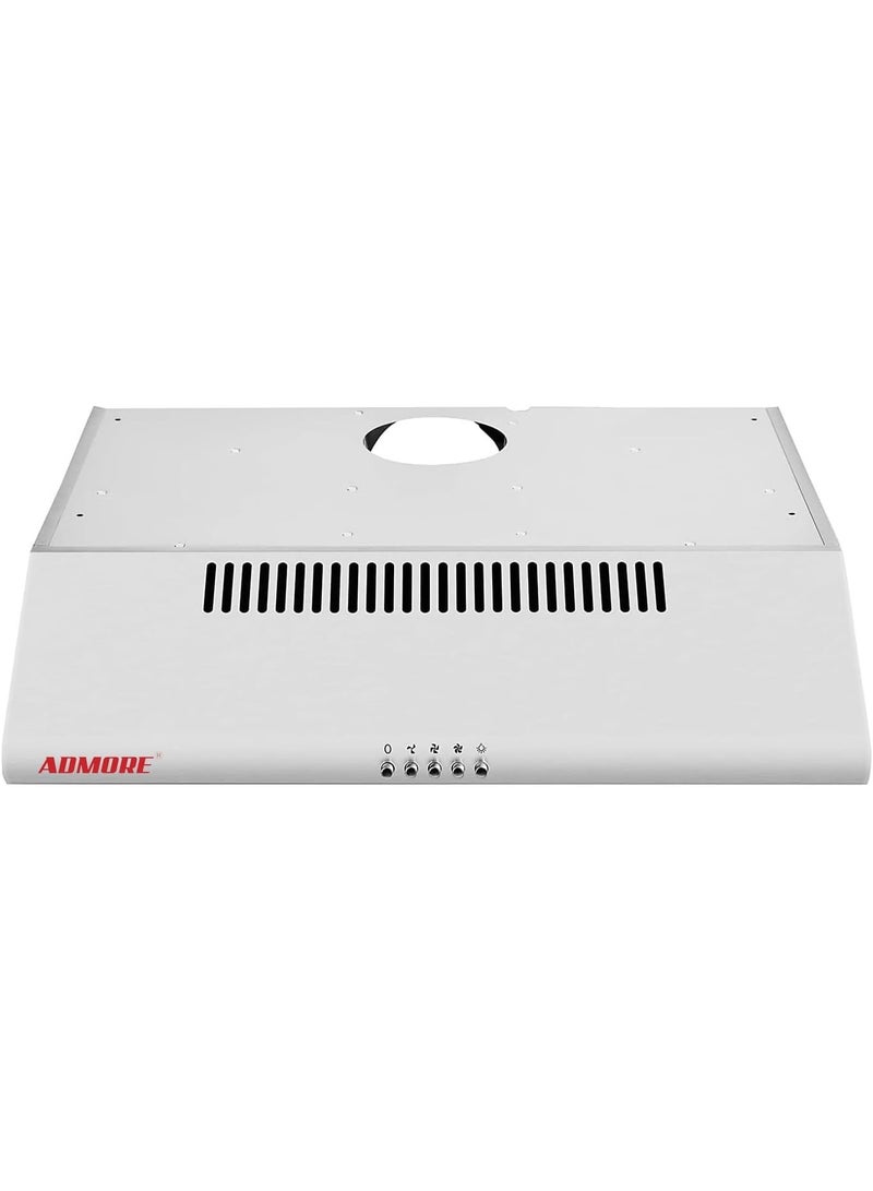 ADMORE 60cm Kitchen Cooker Hood – White Under Cabinet Chimney with 1700 RPM Exhaust Fan – Slim Range Hood for 60x60 Cooking Range – 3 Speed LED Light & Carbon Filter (Ductless or Ducted) - Image 2