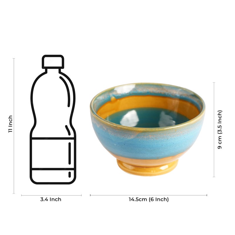 Caffeine Ceramic Handmade Blue & Brown Studio Nut Serving Bowl (Set of 2) - Image 4