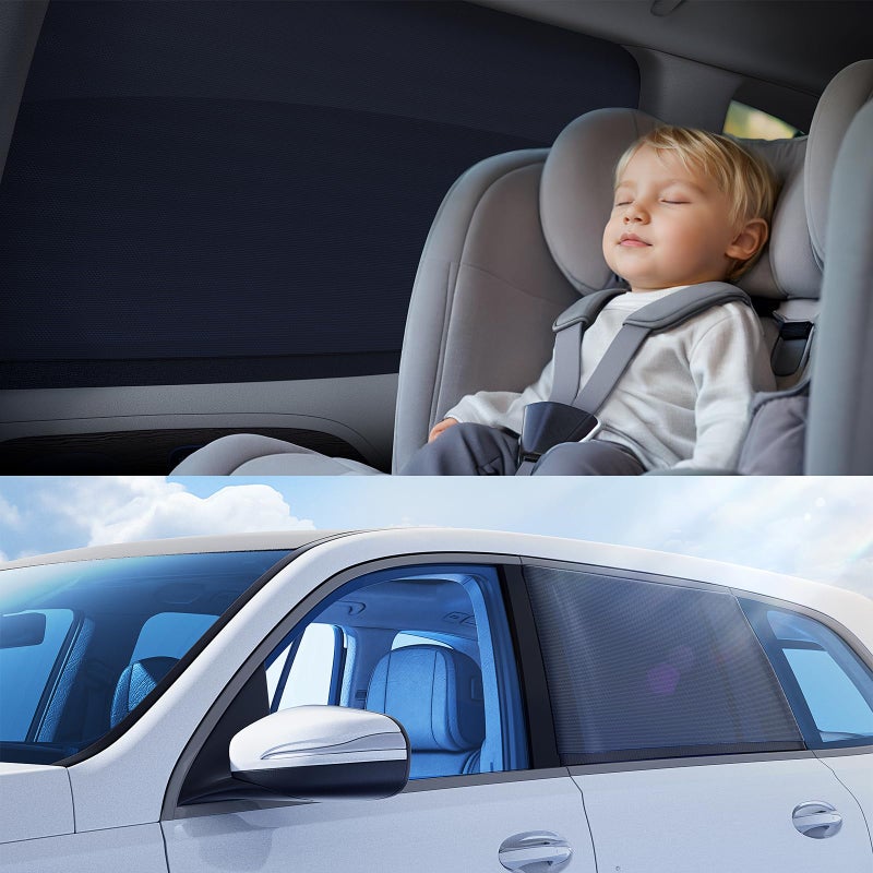 Nmoiss Breathable Mesh Camping Car Window Shades (2 Pack) â€“ Ice Crystal Cooling Fabric, UPF50+ UV Protection, Breathable Mesh Privacy Screen & Bug-Proof Window Screen for SUV/Minivan/Sedan - Image 1