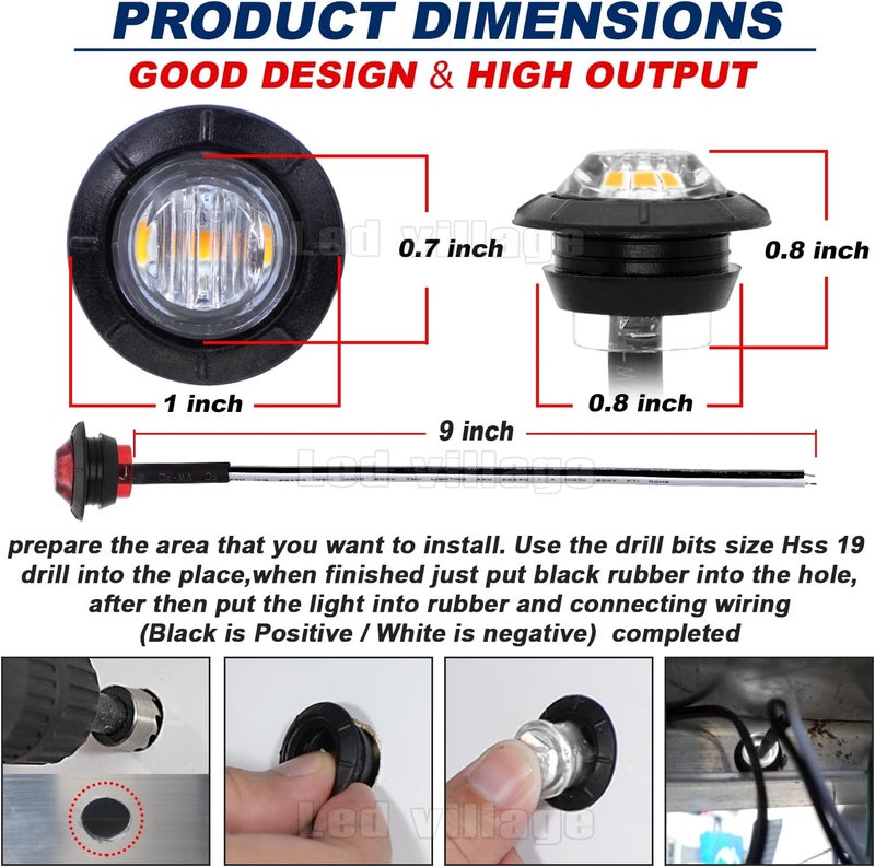 Ledvillage علامات LED للتخليص من Ledvillage 10 قطع TMH 3/4" بوصة مثبتة على السطح - 5 برتقالي و 5 أحمر - Image 3