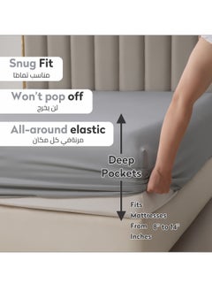 Donetella Bedding Fitted Sheet 3-Pcs Super King Size Solid Bed Sheet Set Fits(200x200CM) With Pillowcases And 35 CM Extra Deep Brushed Microfiber Bed Sheet,Dark Grey  - Image 2