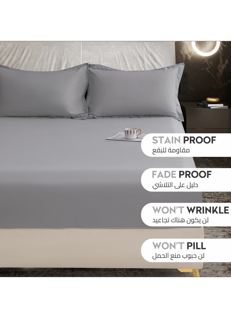 Bedding Fitted Sheet 3-Pcs Super King Size Solid Bed Sheet Set Fits(200x200CM) With Pillowcases And 35 CM Extra Deep Brushed Microfiber Bed Sheet,Dark Grey - pzsku/Z4C4556BF91C32E45C03EZ/45/_/1723800433/f1418c2b-14c3-4720-99fb-42809d50254e