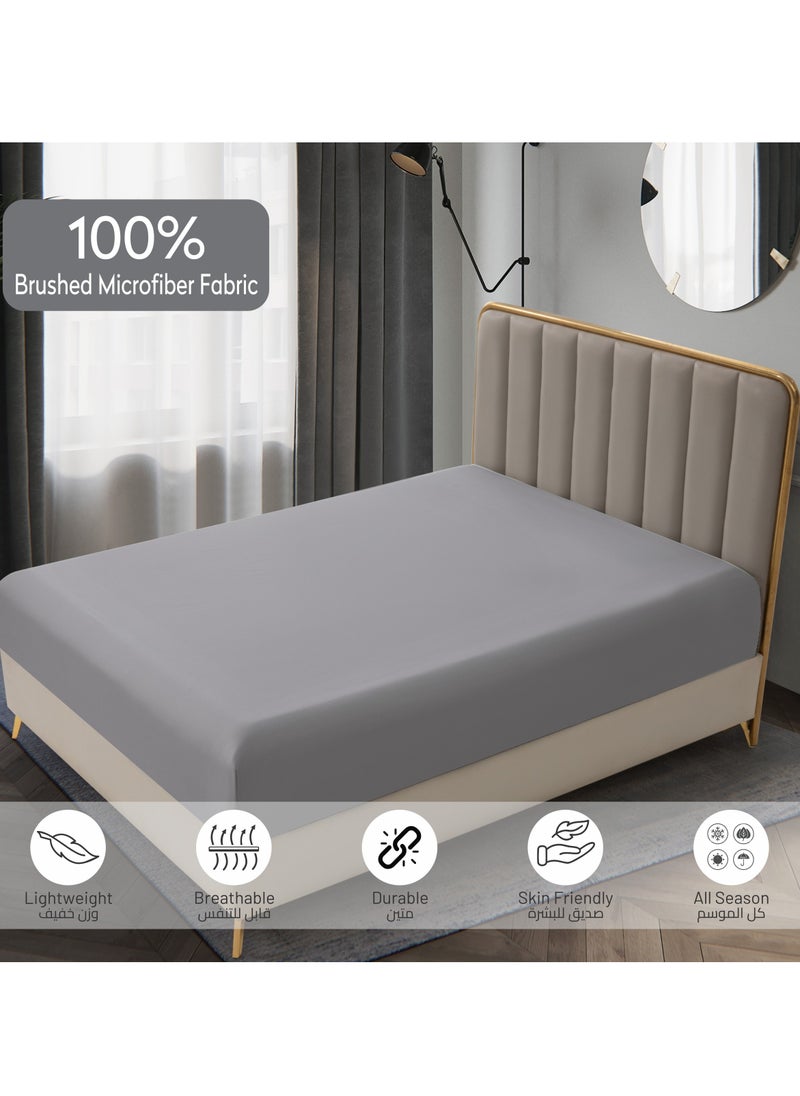 Bedding Fitted Sheet 3-Pcs Super King Size Solid Bed Sheet Set Fits(200x200CM) With Pillowcases And 35 CM Extra Deep Brushed Microfiber Bed Sheet,Dark Grey - pzsku/Z4C4556BF91C32E45C03EZ/45/_/1723800455/182c9068-a6b7-4e66-bb1a-8052fcbae48a