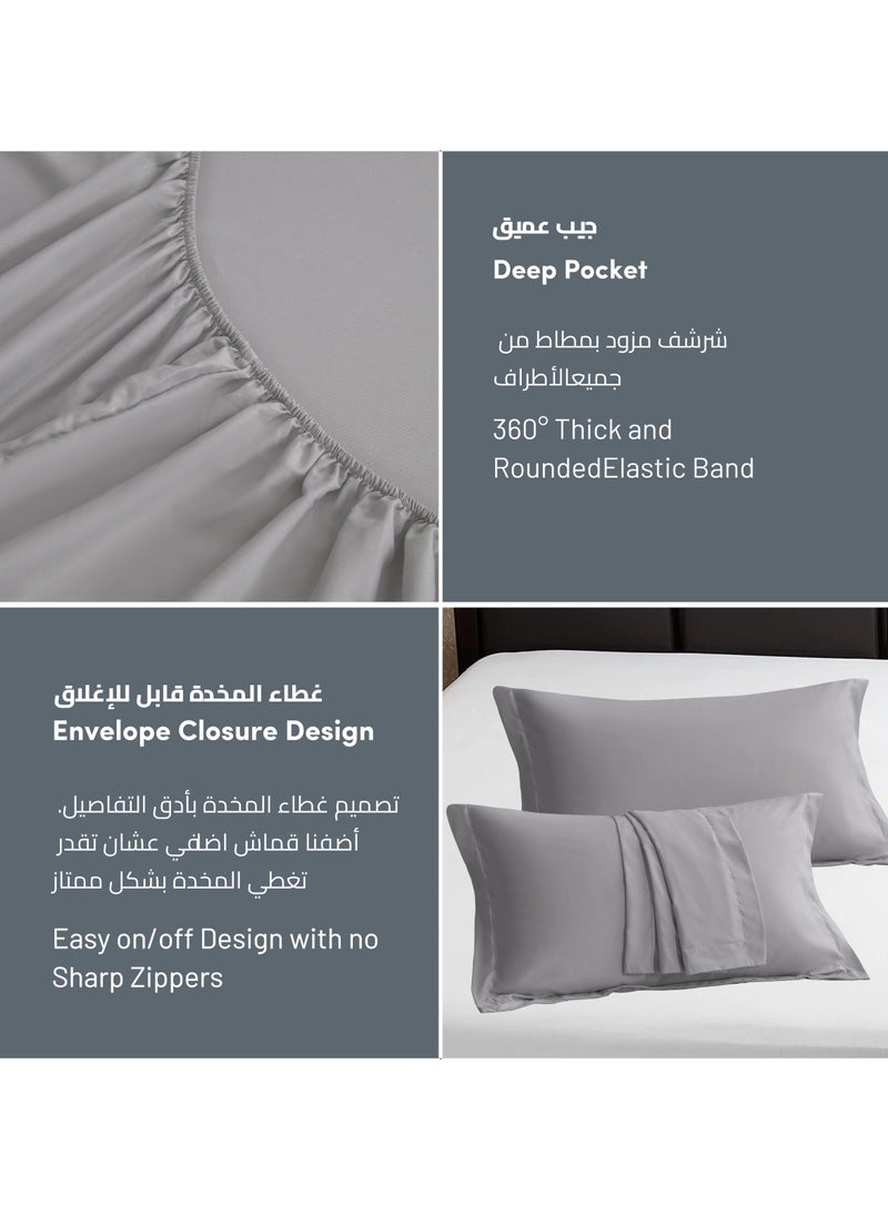 Bedding Fitted Sheet 3-Pcs Super King Size Solid Bed Sheet Set Fits(200x200CM) With Pillowcases And 35 CM Extra Deep Brushed Microfiber Bed Sheet,Dark Grey - pzsku/Z4C4556BF91C32E45C03EZ/45/_/1723800469/7e6984cd-a803-4bd7-a6b3-5622f2deaa96