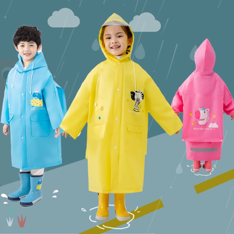 Children'S Raincoat For Girls, Kindergarten Kids, Elementary School Students, Rain Poncho For Boys, Waterproof Full-Body Rainstorm Protection Cartoon - Image 2