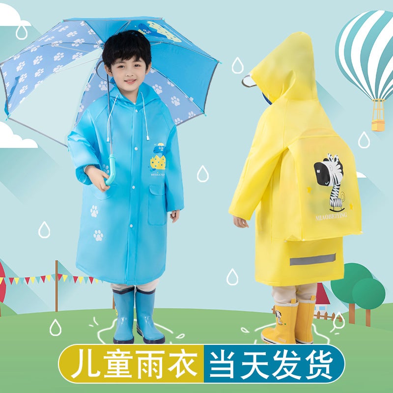 Children'S Raincoat For Girls, Kindergarten Kids, Elementary School Students, Rain Poncho For Boys, Waterproof Full-Body Rainstorm Protection Cartoon - Image 4