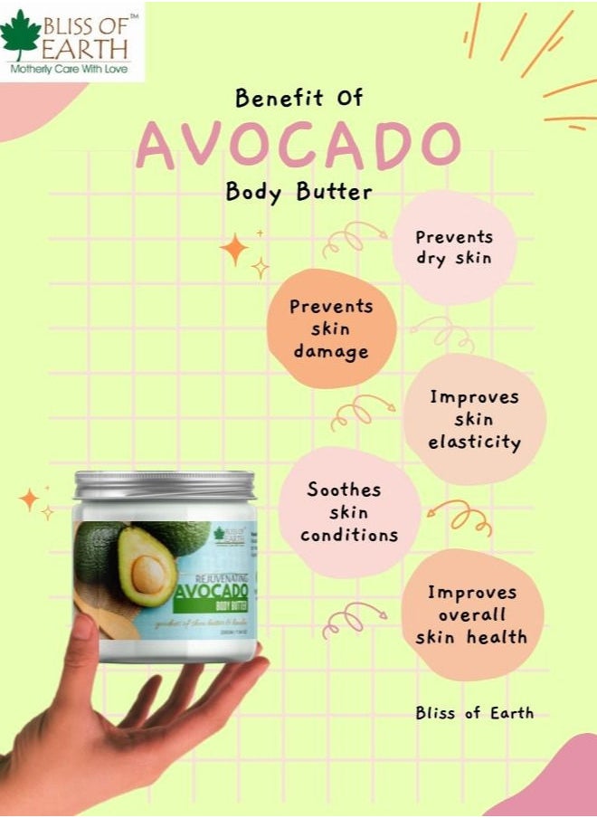 BLISS OF EARTH Bliss of Earth Avocado Body Butter With Goodness of Shea Butter For Tired Looking Skin, 2x200GM  - Image 3
