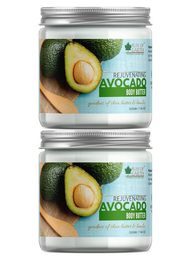 BLISS OF EARTH Bliss of Earth Avocado Body Butter With Goodness of Shea Butter For Tired Looking Skin, 2x200GM  - Image 1