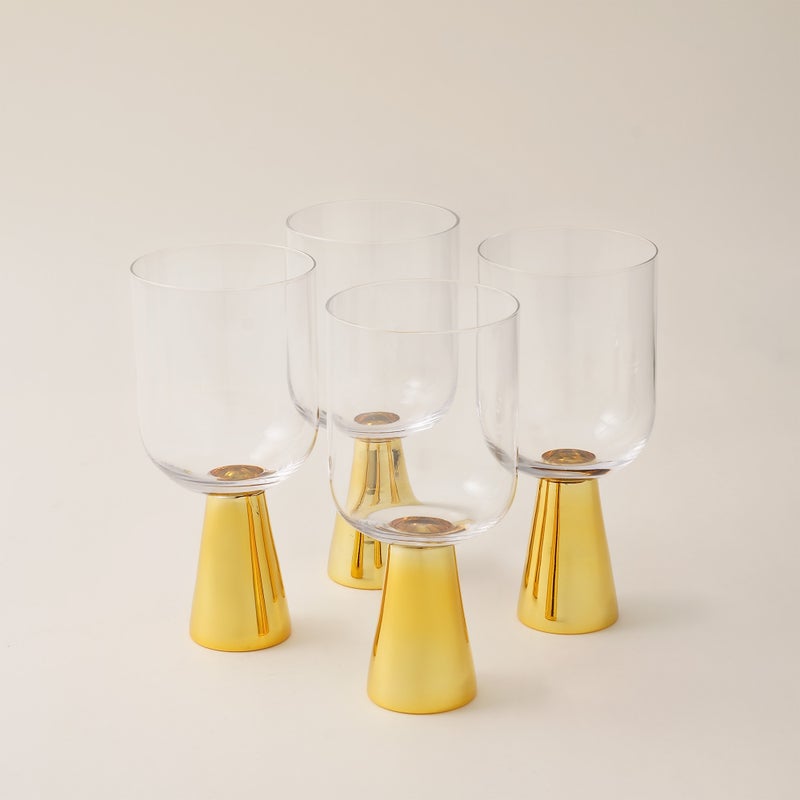لا ميسا 4 أكواب زجاجية بقاعدة ذهبية 7.4*7.4*16.3 سم - Image 1
