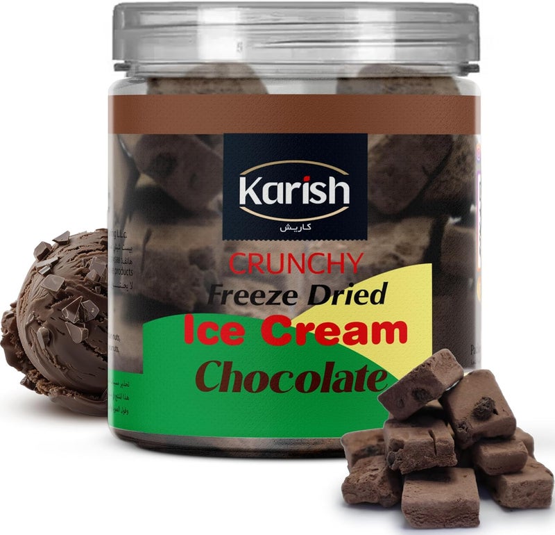 Karish Freeze Dried Chocolate Ice Cream 55 g Jar – Crunchy Chocolate Chunks, Portable Dessert Snack, Lightweight Long Shelf Life Treat - Image 1