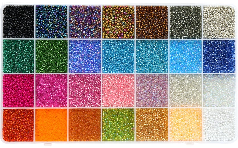 Ybxjges 24000Pcs 2mm Glass Seed Beads Kit, with 28 Colors Small Beads Kit for Girls,Women and Adults,Bracelets, Necklaces,Earring,Jewelry Making Supplies - Image 1