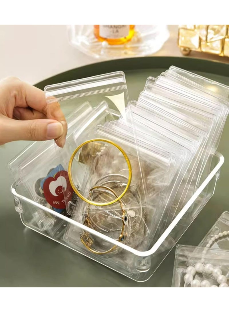 Bukela 17 Pcs Jewellery Organiser Storage Pouches Clear Zip Lock Cover for Rings Earrings, Necklace, Transparent, Polyvinyl Chloride PVC - Image 1