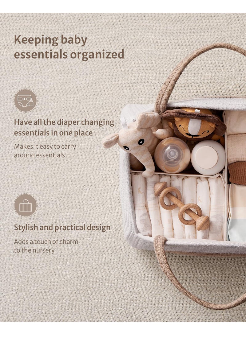 Uwals Baby Diaper Caddy Organizer, Cotton Rope Diaper Caddy Basket, Large Baby Shower Caddy for Newborn Boys and Girls, Gift for Baby Shower List, Newborn Essentials Basket, Earthy Rainbow  - Image 2