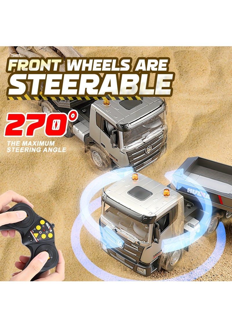 AL RAID Remote Control Building Toys, 9 Channel 2.4G Wireless Electric Alloy Transporter, 1:24 Remote Control Toy Dump Truck Car With Lights, Birthday Gift, Creative Gift - Image 5