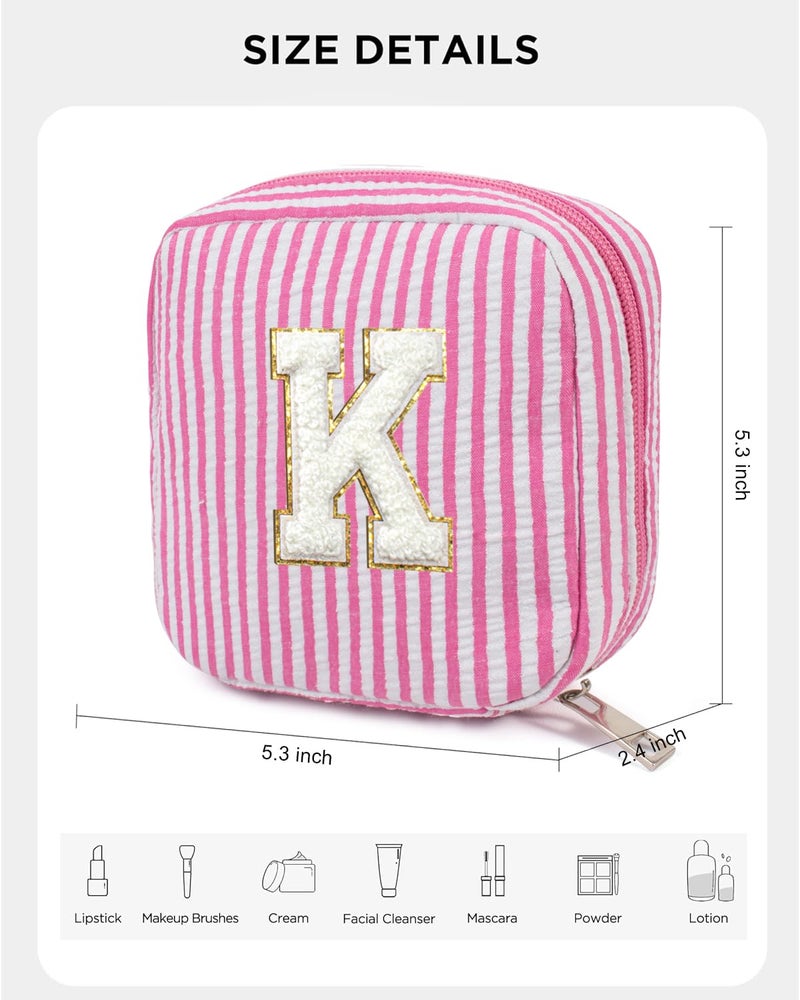 LETGO Christmas Gifts for Women- Personalized Initial Cute Pink Cosmetic Makeup Bag Pouch Make Up Bags Travel Toiletry Bag for Her Mom Girlfriend Wife Teacher 18th Birthday Gifts for Girls - Image 2