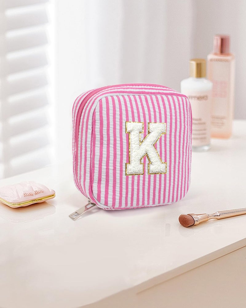 LETGO Christmas Gifts for Women- Personalized Initial Cute Pink Cosmetic Makeup Bag Pouch Make Up Bags Travel Toiletry Bag for Her Mom Girlfriend Wife Teacher 18th Birthday Gifts for Girls - Image 4