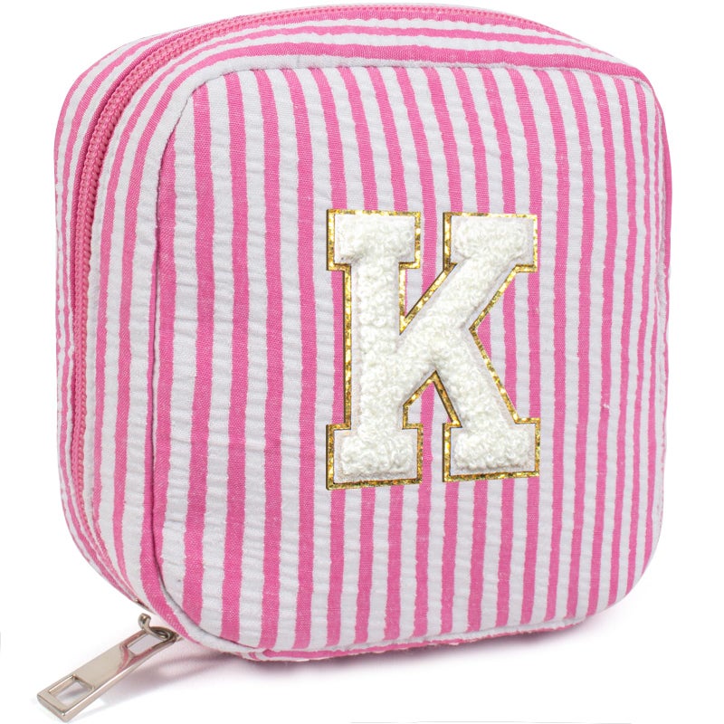 LETGO Christmas Gifts for Women- Personalized Initial Cute Pink Cosmetic Makeup Bag Pouch Make Up Bags Travel Toiletry Bag for Her Mom Girlfriend Wife Teacher 18th Birthday Gifts for Girls - Image 1