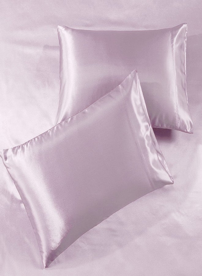Pure Bedding ملاءات سرير ساتان كينج [4 قطع، لون وردي شامبانيا] ملاءات فاخرة ناعمة كالحرير - طقم ملاءات من الألياف الدقيقة فائقة النعومة 1800، مقاومة للتجاعيد والبهتان والبقع - ملاءة مثبتة بجيب عميق، ملاءة مسطحة، أغطية وسائد - Image 2