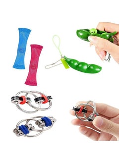 6 Pieces Silent Fidget Toys Flippy Chain Pea Pod and Marble Fidget Stress Toy for Fidgeting Adults and Teens