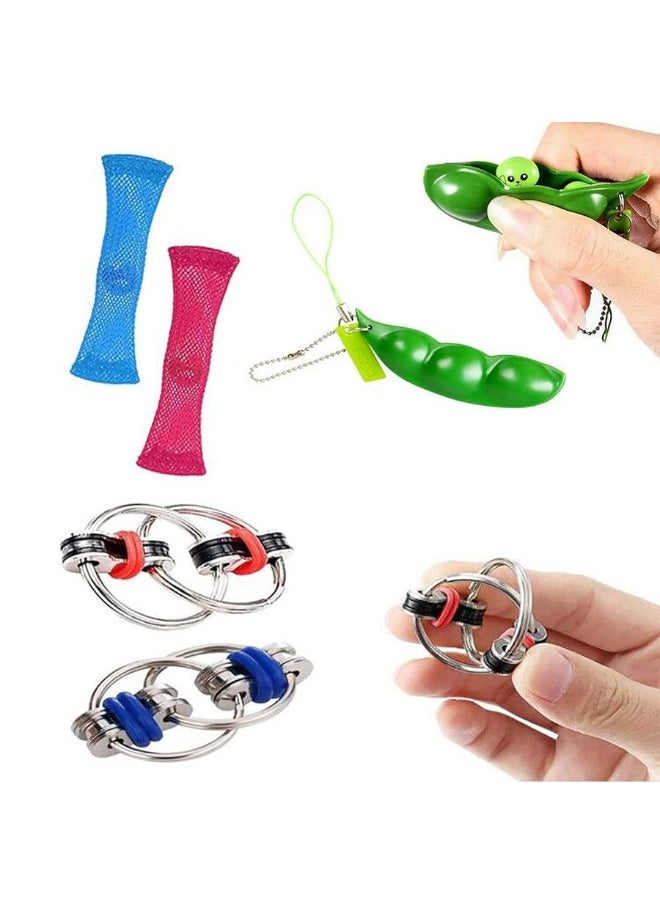 ZCOINS - 6 Pieces Silent Fidget Toys Flippy Chain Pea Pod and Marble Fidget Stress Toy for Fidgeting Adults and Teens - Image 1