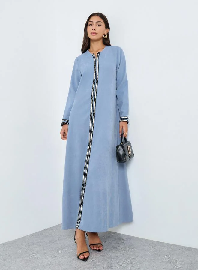 Amirah Light Blue Lace Insert Maxi Jalabiya