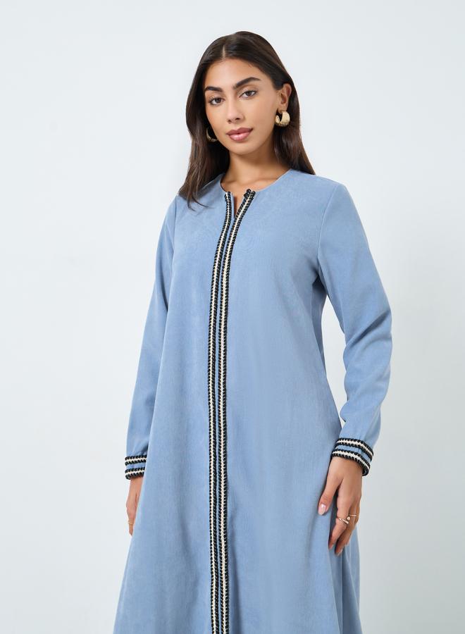 Amirah Light Blue Lace Insert Maxi Jalabiya - Image 3