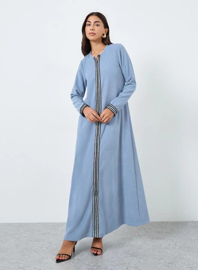 Amirah Light Blue Lace Insert Maxi Jalabiya