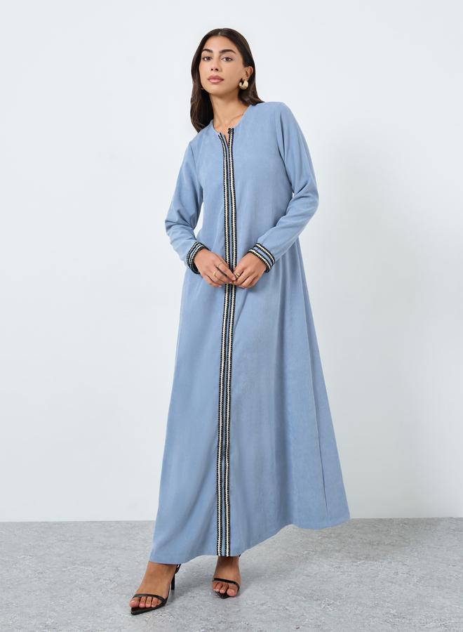 Amirah Light Blue Lace Insert Maxi Jalabiya - Image 2