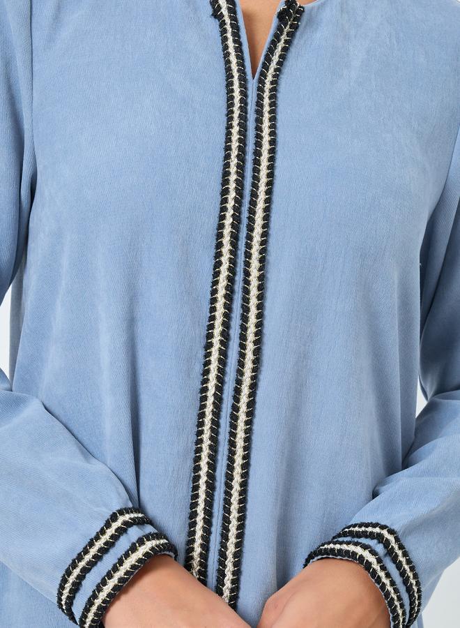 Amirah Light Blue Lace Insert Maxi Jalabiya - Image 4