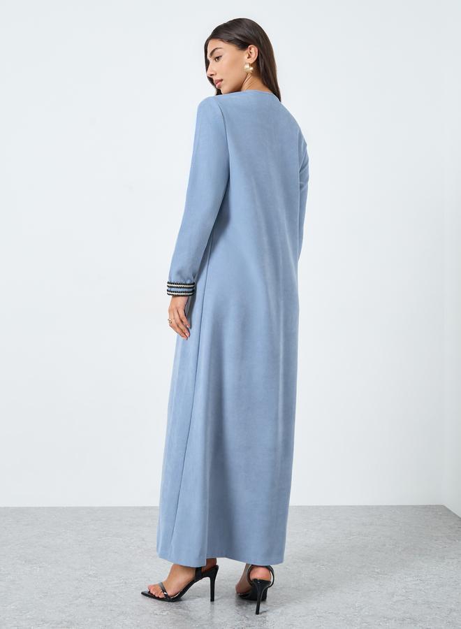 Amirah Light Blue Lace Insert Maxi Jalabiya - Image 5