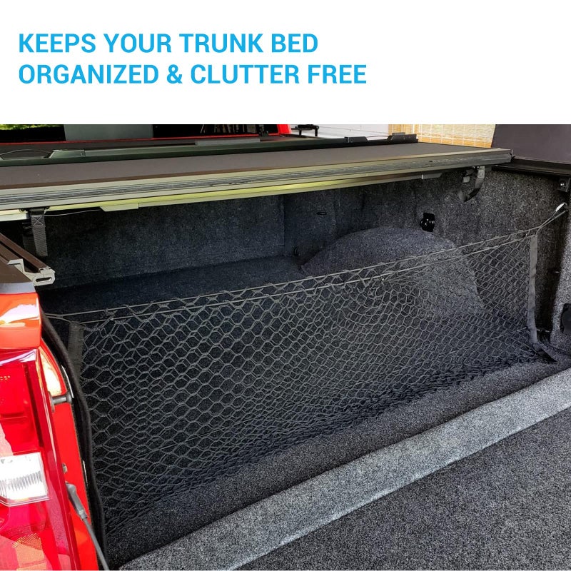 MICTUNING Truck Bed Cargo Net, Elastic Mesh Net Organizer Truck Bed Storage Net Organizer Envelope for Chevy Silverado & Ford F150/F250 Luggage Back Cargo (47x15.2 Inch) - Image 5
