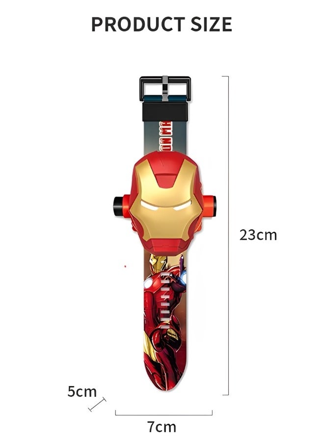 GROIC - Kids Watch with 24 Ironman Projection Patterns Cartoons Kids Digital Wrist Watch Toys with Adjustable Strap Projector Watch - Image 1