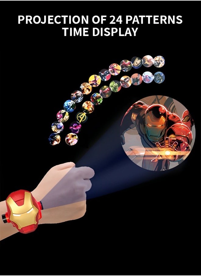 GROIC - Kids Watch with 24 Ironman Projection Patterns Cartoons Kids Digital Wrist Watch Toys with Adjustable Strap Projector Watch - Image 1