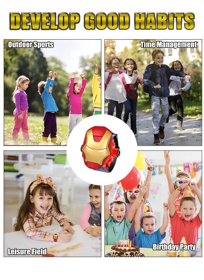 GROIC - Kids Watch with 24 Ironman Projection Patterns Cartoons Kids Digital Wrist Watch Toys with Adjustable Strap Projector Watch - Image 1