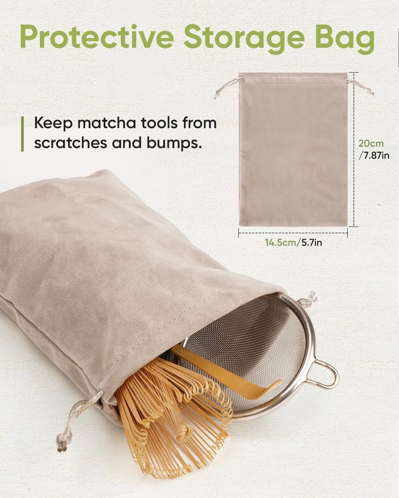 Joiish Traditional Matcha Starter Set, Bamboo Whisk (Chasen), Scoop (Chashaku), Stainless Steel Sifter, Basic Matcha Tea Making Kit - Image 4