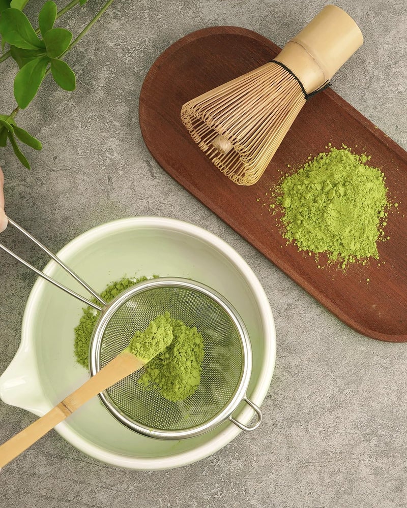 Joiish Traditional Matcha Starter Set, Bamboo Whisk (Chasen), Scoop (Chashaku), Stainless Steel Sifter, Basic Matcha Tea Making Kit - Image 5