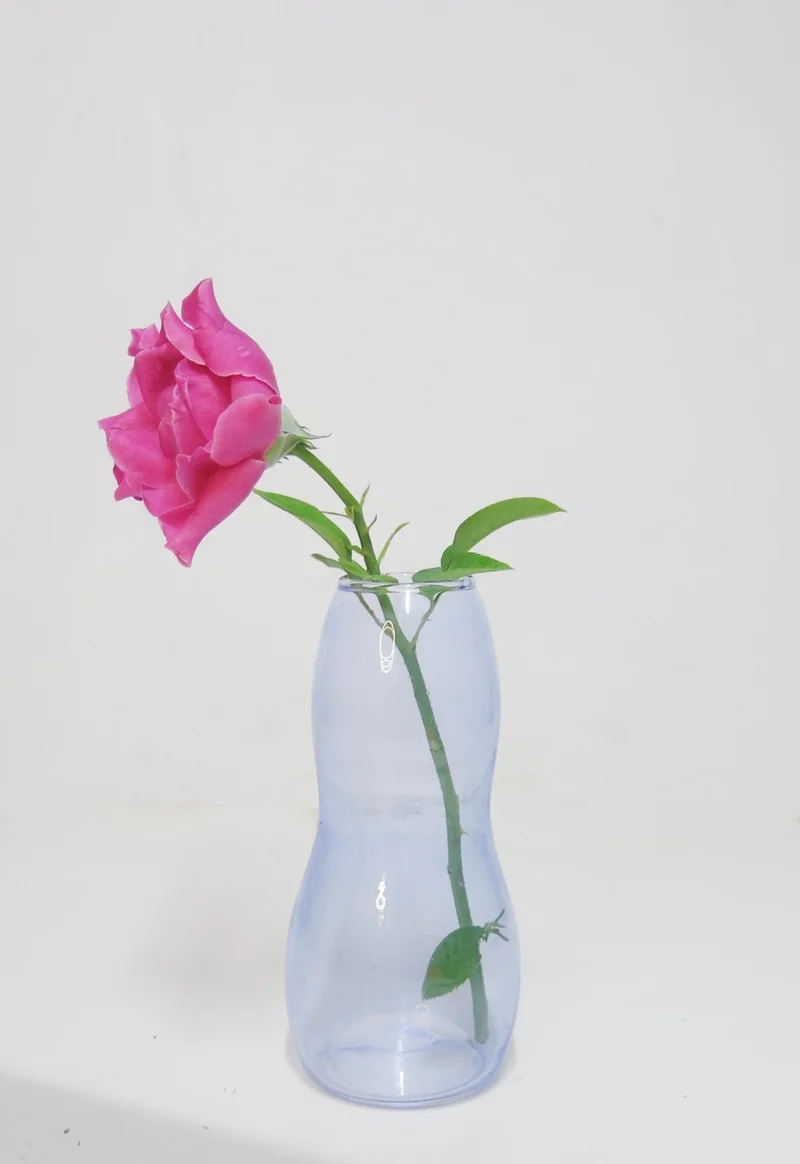 ميسي Handmade Blown Knotted Blue Glass Vase (17 Cm)