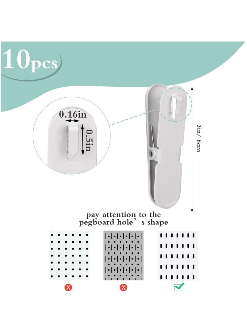 SOLARAE Pegboard Accessories Clips, White Pegboard Clips, Quality Metal Material, Metal Pegboard Attachment for Crafts, Kitchen, Bathroom, Living Room, Office Wall, Organize Storage (10 Pcs) - Image 3