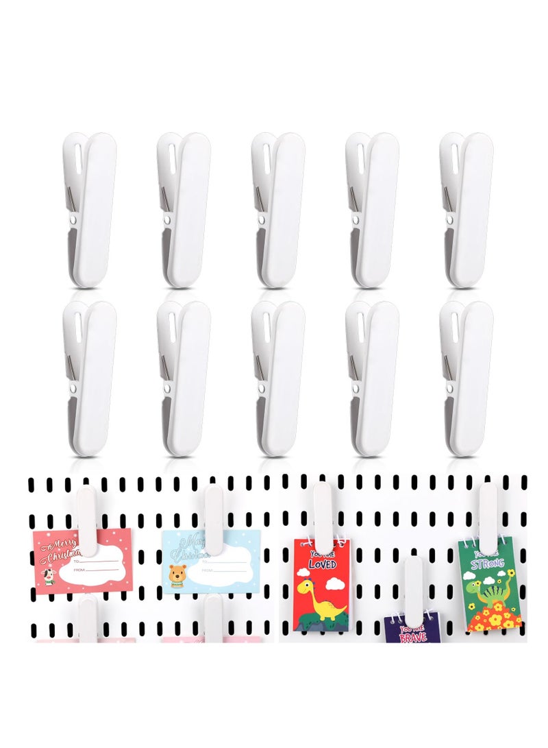 SOLARAE Pegboard Accessories Clips, White Pegboard Clips, Quality Metal Material, Metal Pegboard Attachment for Crafts, Kitchen, Bathroom, Living Room, Office Wall, Organize Storage (10 Pcs) - Image 1