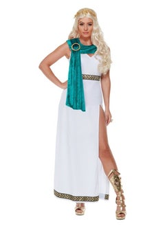 Fun Fair Fancy Dress Legends And Myths Deluxe Roman Empire Queen Toga Costume White Dress Belt And Headband Adult Female Size S