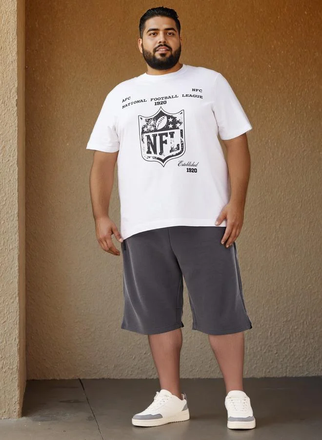 ماكسيم Plus Size NFL Print Crew Neck T-shirt
