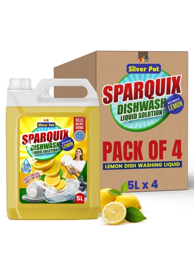 Silver Pot وعاء فضي سباركويكس سائل غسيل الصحون بالليمون 5 لتر عبوة من 4 - Image 1